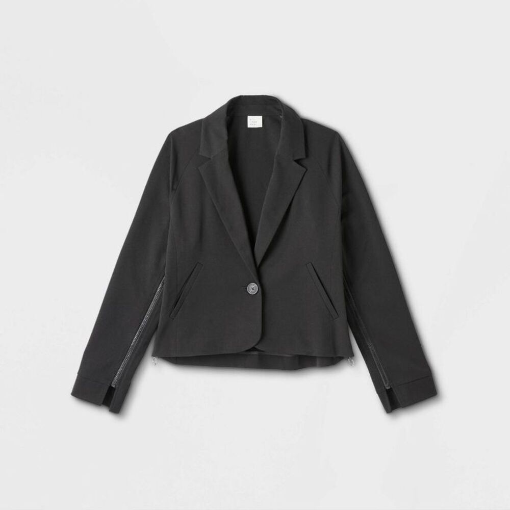 Women's Adaptive Seated Fit Side Opening Blazer Jacket - A New Day Black XXS